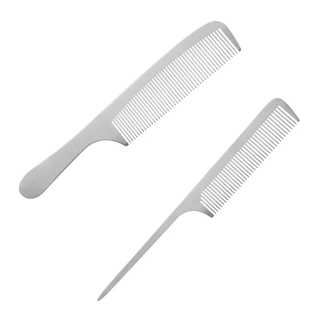 

Lots 2x Hair Comb Size Salon Barber Cutting Hairdressing Steel Brush