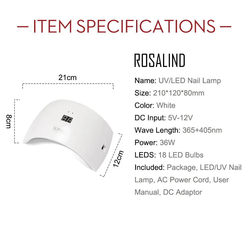

UV LED Lamp For Nails Dryer 36W Ice Lamp Manicure Gel Varnish Nail Lamp Drying Lamp Electric Machine With Sensing LCD Display