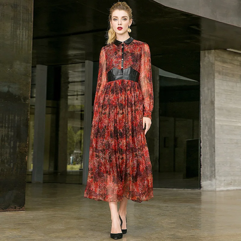 Женское платье из натуральной овчины элегантное 100% натурального чистого шелка