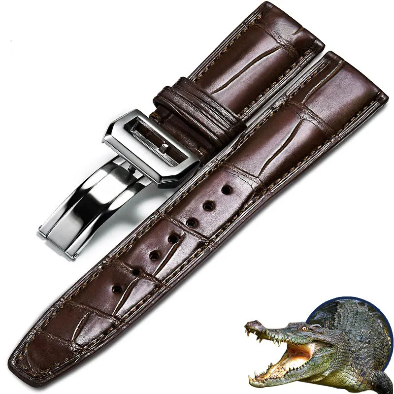

FUYIJIA 20MM 22MM Custom PORTUGIESER Strap Handmade Watchbands Genuine Alligator Belt Folding Buckle Crocodile Watch Band 21MM