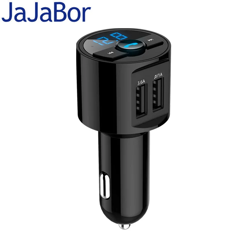 

JaJaBor Bluetooth Car Kit Hands Free FM Transmitter Wireless MP3 Music Paying Dual USB 5V 3.6A Car Charger Voltage Detection
