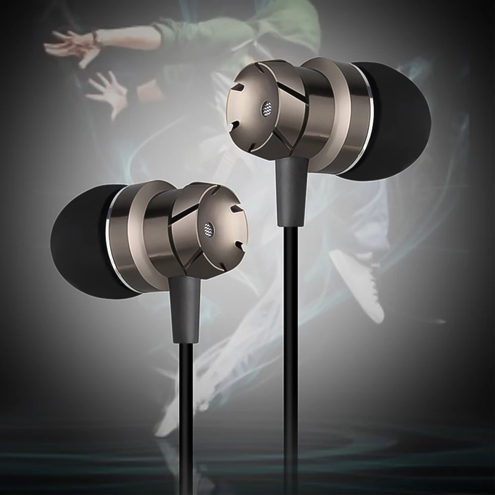 Супер бас металла In Ear проводные наушники объем Управление Наушники Hi Fi стерео с