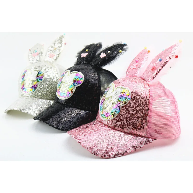

2021 Lovely Bling Baby Cap Kids Girls Cartoon Baseball Cap Baby Mesh Snapback Children Hip Hop Hats