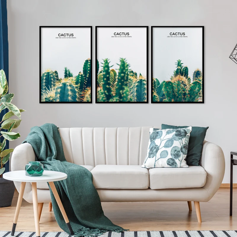 

Green Plant Cactus Canvas Poster Print Picture Wall Art Nordic Modern for Living Room Home Painting Decoration