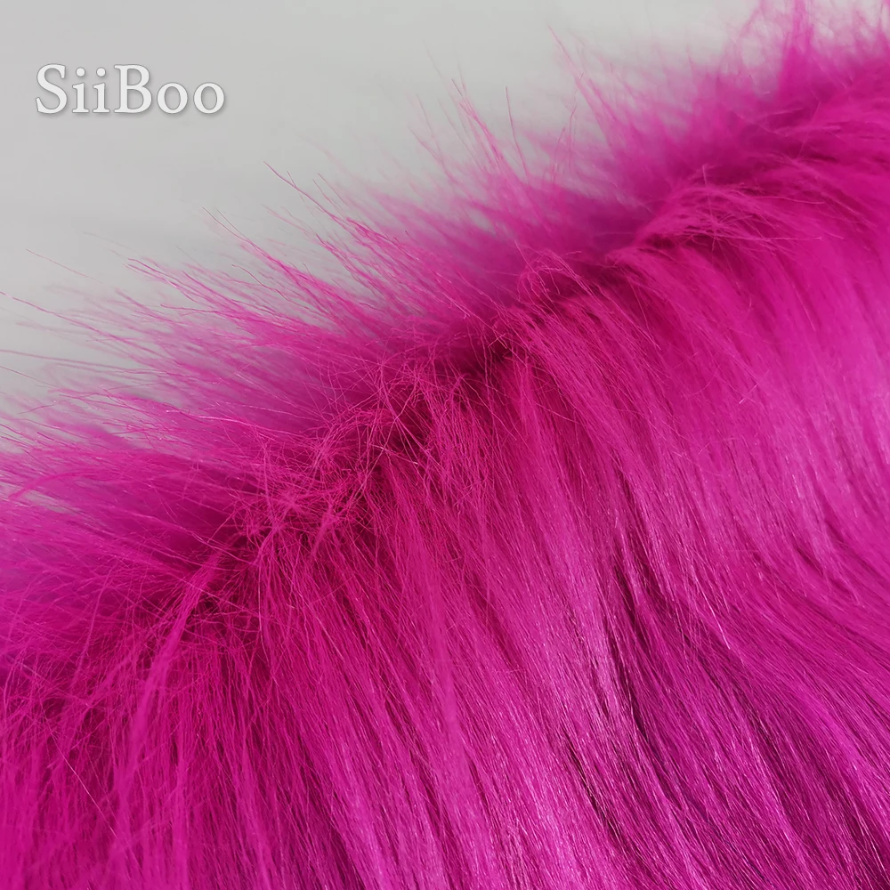 Высококачественная длинная волосовая розово красная ткань из искусственного