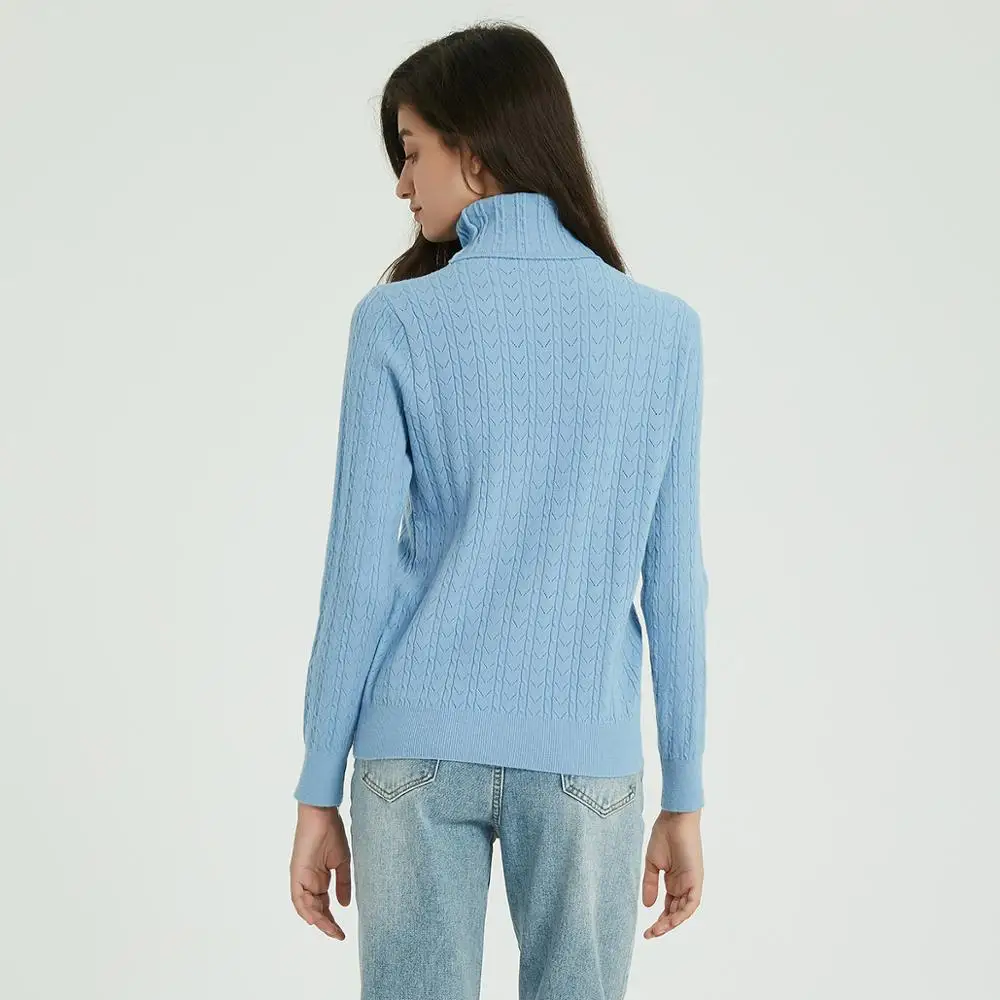 Женский свитер с высоким воротом Wixra вязаный Однотонный длинным рукавом