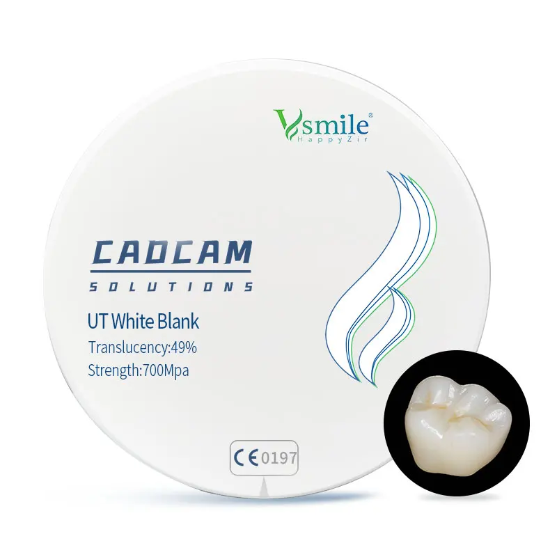

Vsmile dental Laboratory Supplies dental Zirconia CAD CAM Blank For UT White 49% Ultra Translucent in Anteiror Teeth
