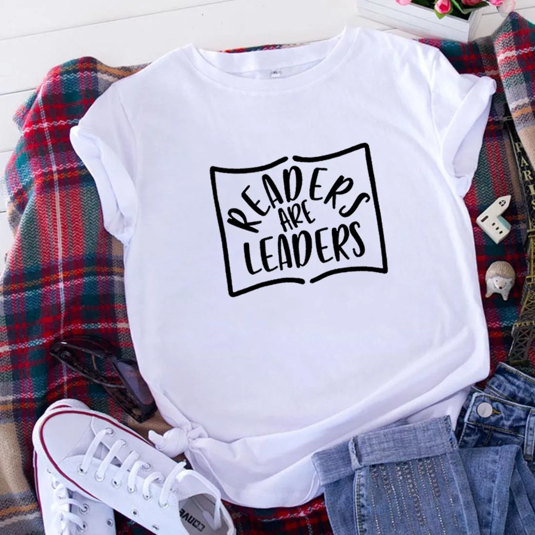 

Readers Are Leaders T Shirt Women Short Sleeve Tshirts Cotton Women O-neck Loose Tee Shirt Femme Black White Camisetas Mujer Top