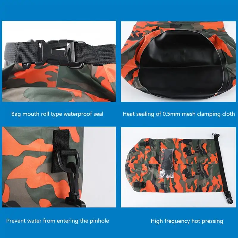 PVC Waterproof Dry Bag 5L 10L 15L 30L Camo Outdoor Diving Foldable Man Women Beach Swimming Rafting River Ocean backpack | Спорт и