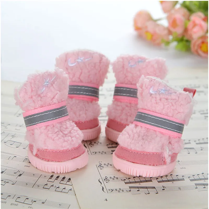 Теплая зимняя обувь для собак и кошек Нескользящие снежные ботинки чихуахуа Shih Tzu