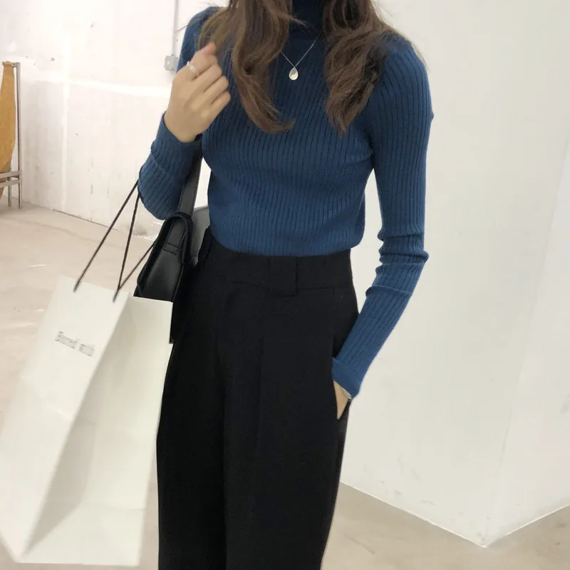Basic Ribbed Turtleneck Sweater Women Knitted Pullover Sweaters Fall Winter | Женская одежда