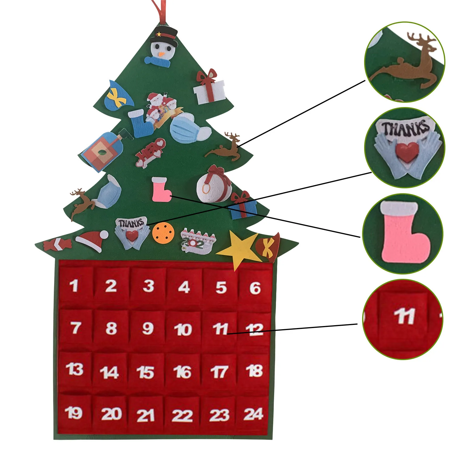 

Merry Christmas Xmas Calendar Decorations Santa Claus Sleigh Wooden Advent Calendar Countdown Christmas Party Decor Drawers