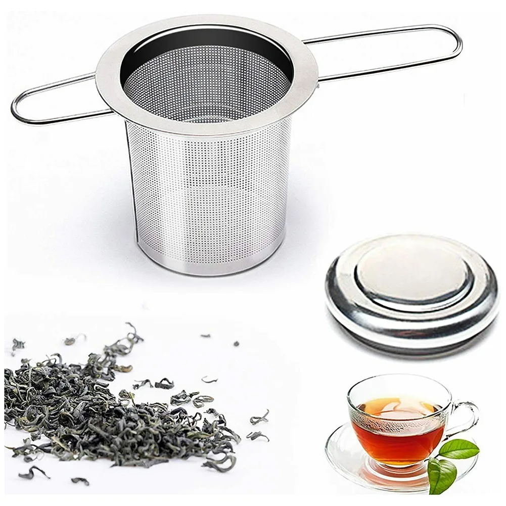 

1pc Reusable Mesh Tea Infuser Stainless Steel Strainer Teapot Filter With Lid Cups Tea Drainer Folding Tea Set Accessories