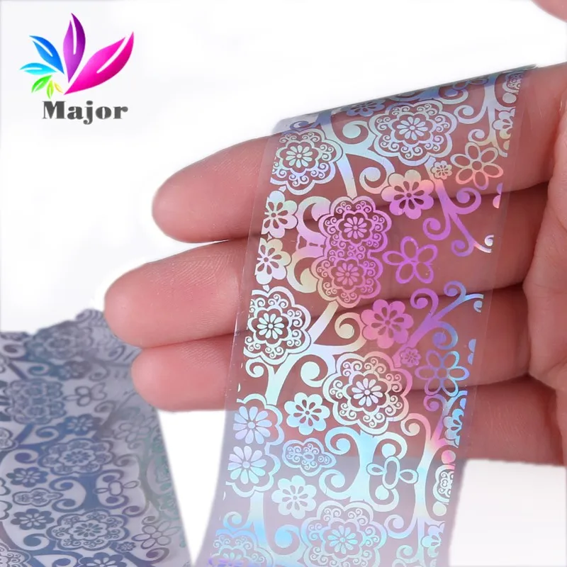 Holographic Nail Foils Laser Flower Designs Sticker Art Transfer Foil Stickers Adhesive Decals DIY Decor 100*4cm | Красота и здоровье