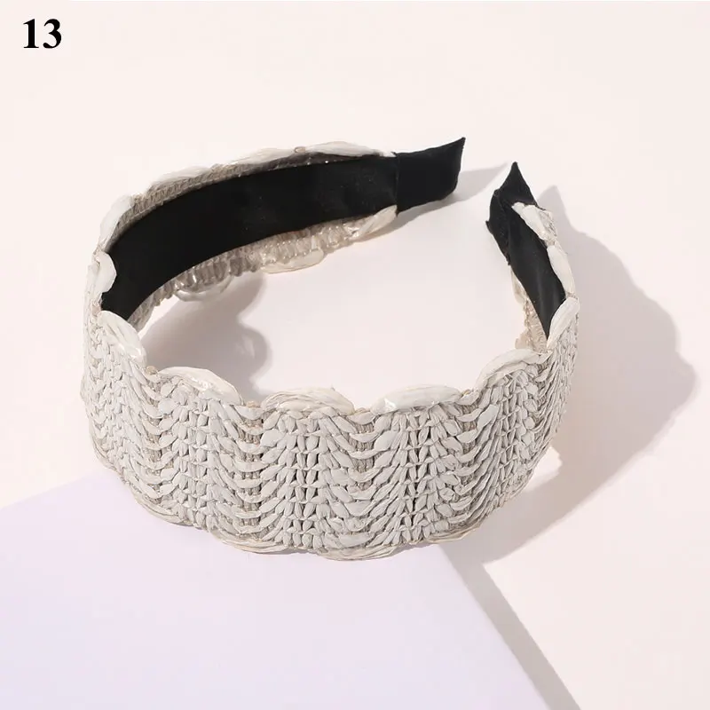 

2021 Summer New Korean Handmade Straw Headband Weaving Turban For Women Girls Hair Hoop Bezel Wide Hairbands Hair Accessories