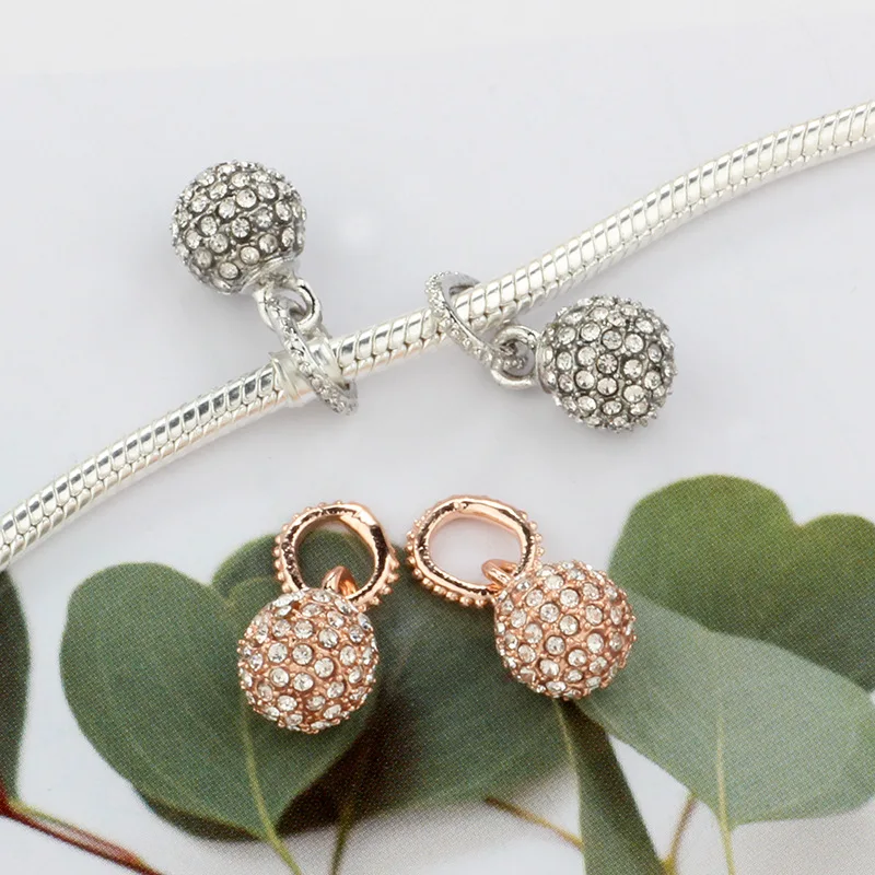 

2020 New Hot Sale 925 Sterling Silver Hot Selling Round Pav Gemstone Ball Fit Pandora Bracelet Diy Jewelry Making Female