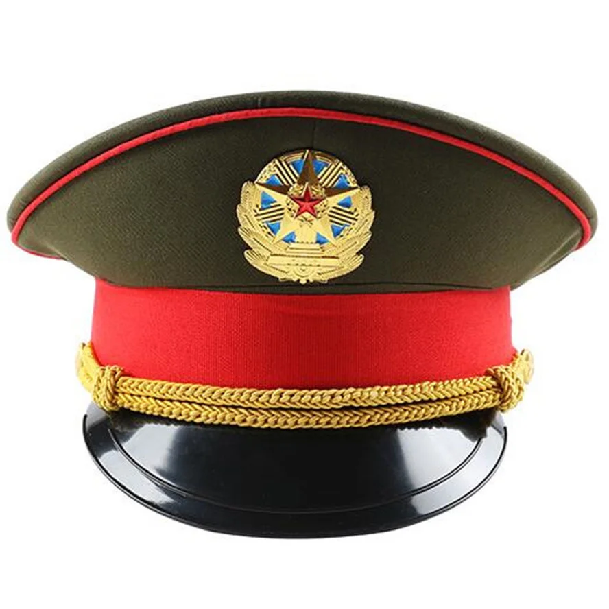 

Fashion Red Performance Green Military Hat Spring Army White Captain Caps Band Show For Adult Cosplay