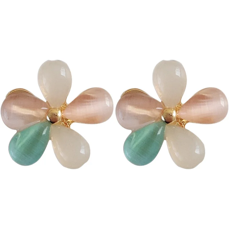 

Mihan S925 Fashion Jewelry Flower Earrings Hot Selling Spring Summer Design 5 Petal Resin Stud Earirngs For Women Girl Gift