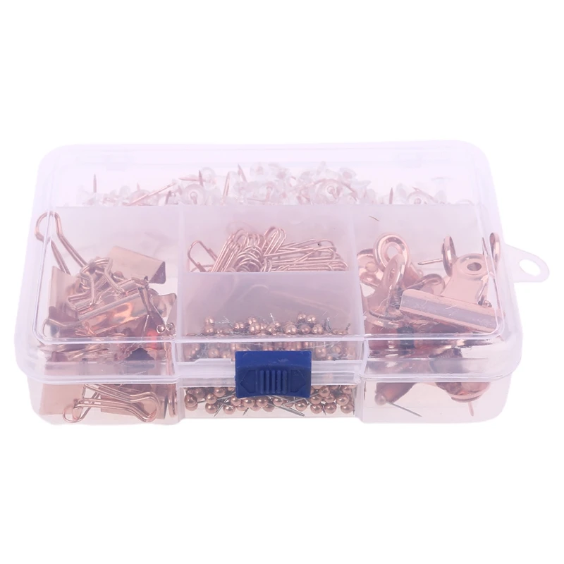 

500pcs Paper Clips Binder Clip Map Tacks Thumbtacks Round Head Push Pins for Office School Supplies