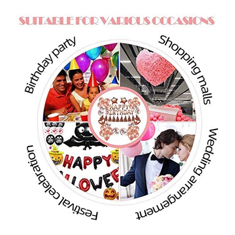 

Happy Birthday Letters Rose Gold Five-Pointed Star Aluminum Film Sequins Balloon Set Combination Birthday Decorations