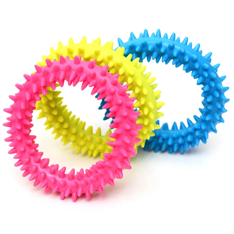 

Dog Biting Ring Toy Dog Soft Rubber Molar Toy Pet Bite Cleaning Tooth Toy Increase The Intelligence Of Pets Tool