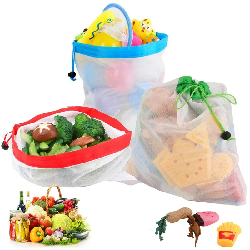 

16 Pcs Reusable Produce Bags Premium Eco-Friendly Net Bags Washable Eco Friendly Grocery Washable Breathable Transparent Mesh Pr