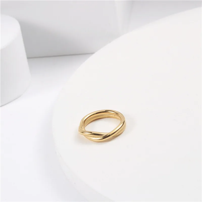LESIEM Newest 18KGP Gold Filled size 6 7 8 female wedding ring Double Cross winding prices in euros charms | Украшения и