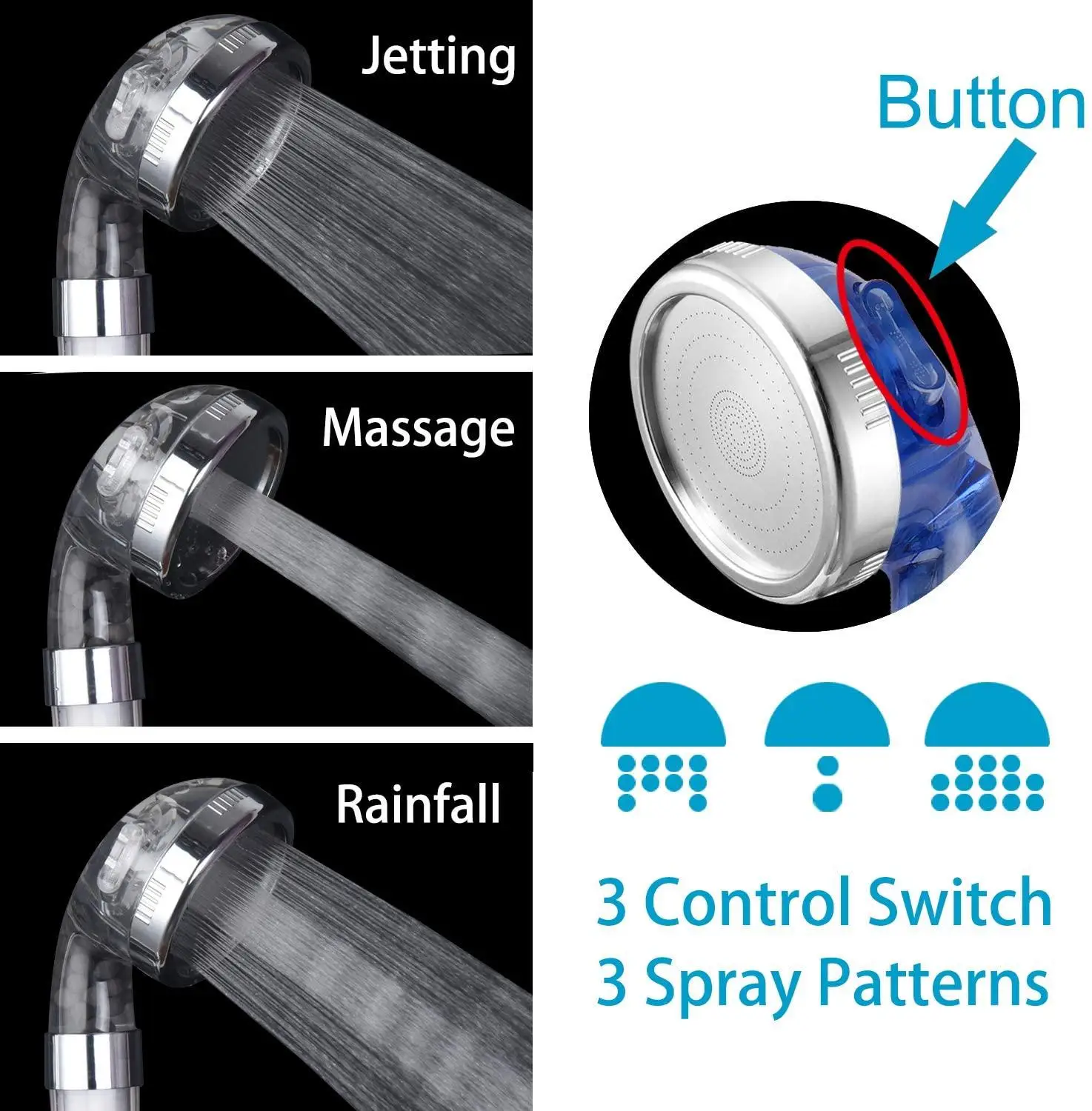 3 режима насадки для душа фильтрации примесей со сменными ПП хлопка-с функцией