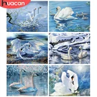 Алмазная живопись HUACAN сделай сам, лебедь, река, зимняя полная вышивка, наборы для вышивки крестиком, творческие хобби