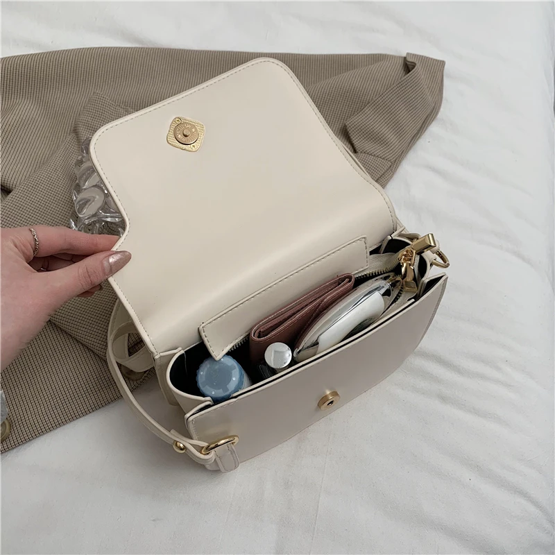 

Pure Color Clamshell Square Messenger Bag Women PU Leather Luxury Small Shoulder Bag Female Simple Trendy Wild Handbags Bolsas