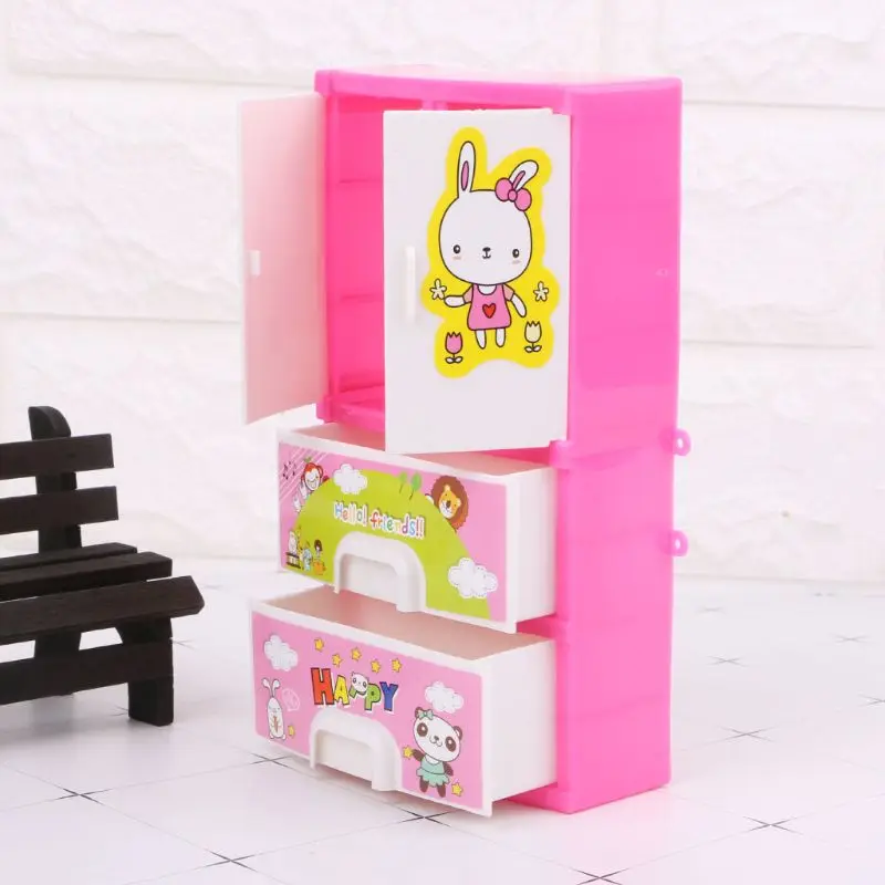 

NEW Cartoon Rabbit Closet Wardrobe Doll Accessories For Barbie Doll Girls Toy Princess Bedroom Furniture