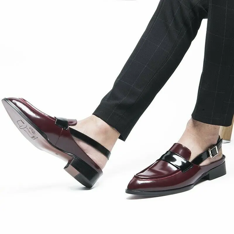 

Pointed Toe Men's Summer Oxford Slingback Leather Business Leisure Sandals Shoes