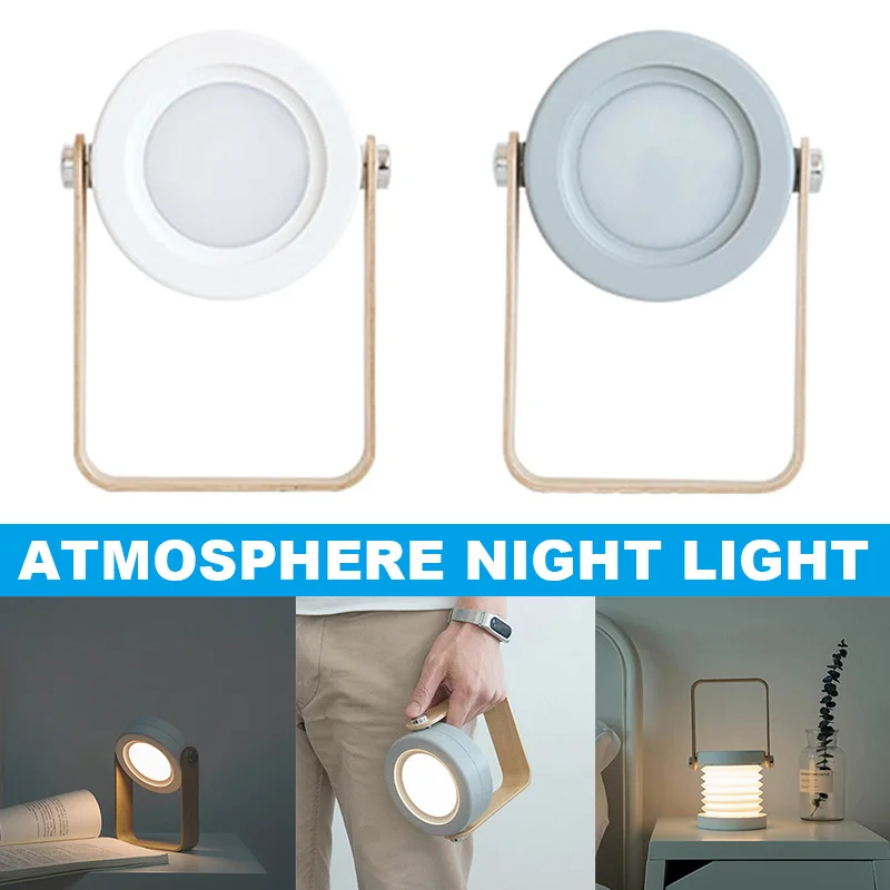 

Portable Lantern Lamp With Wooden Handle Portable Multifunctional Foldable Small Table Lamp THIN889