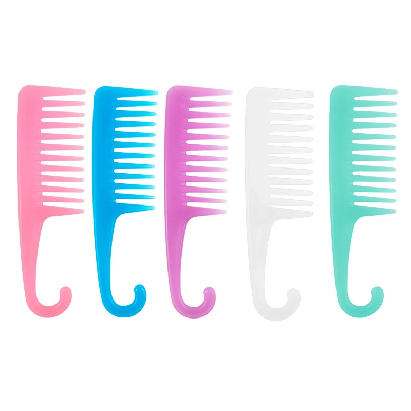 

Transparent And Colorful Large Wide Tooth Combs With Curved Hook Brushes Detangling Big Teeth Hairdressing Comb