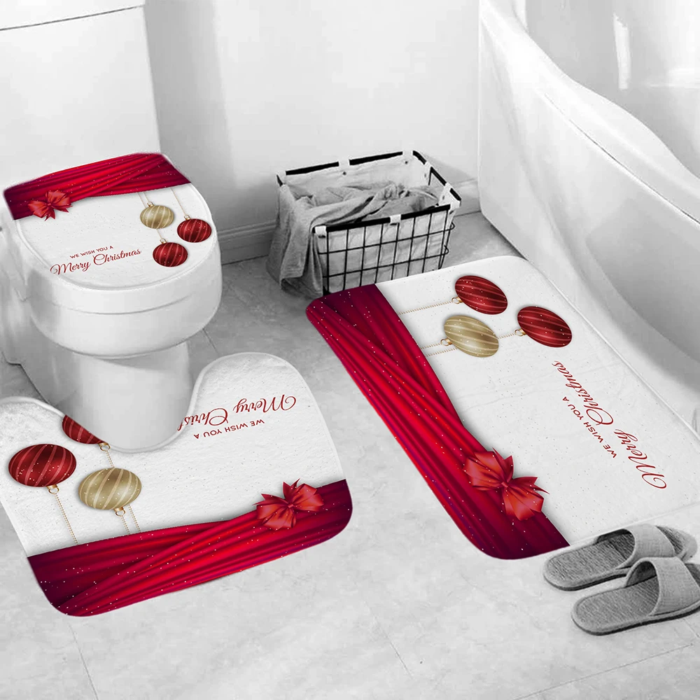 Рождественская занавеска для душа с s-образными колокольчиками на новый год