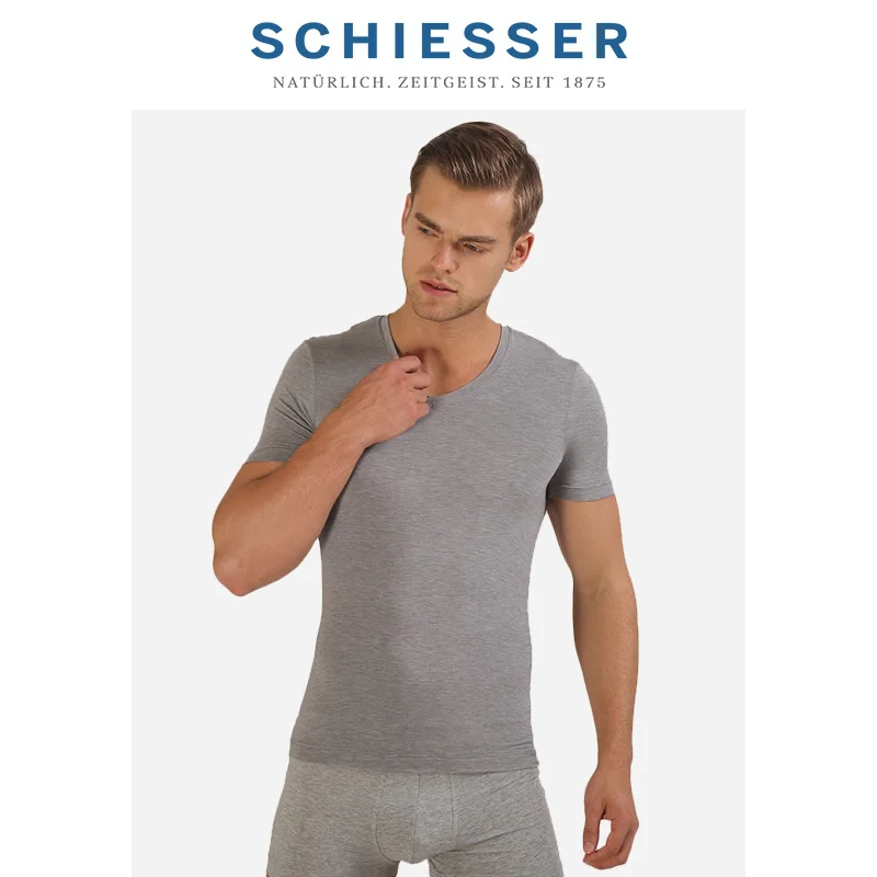 

SCHIESSER Men's modal breathable V-neck close-fitting bottoming short sleeve top T-shirt 35/5523M