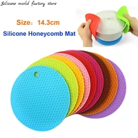 silicone world round heat resistant silicone honeycomb mat drink cup coasters non slip pot holder table placemat kitchen tool