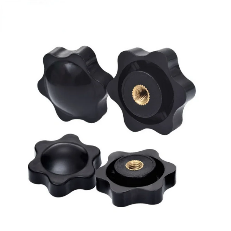 

5/10 Pieces M4 M5 M6 M8 M10 Star-shaped Manual Tightening Nut Black Handle Nut Thumb Nut Clamping Knob Manual Nut