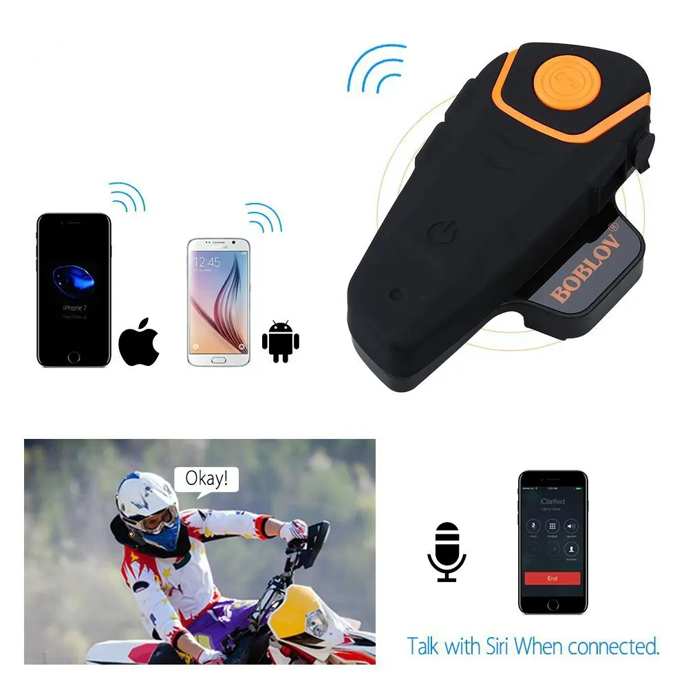 Мотоциклетная гарнитура BOBLOV BT-S2 1000m для шлема с громкой связью Bluetooth BT