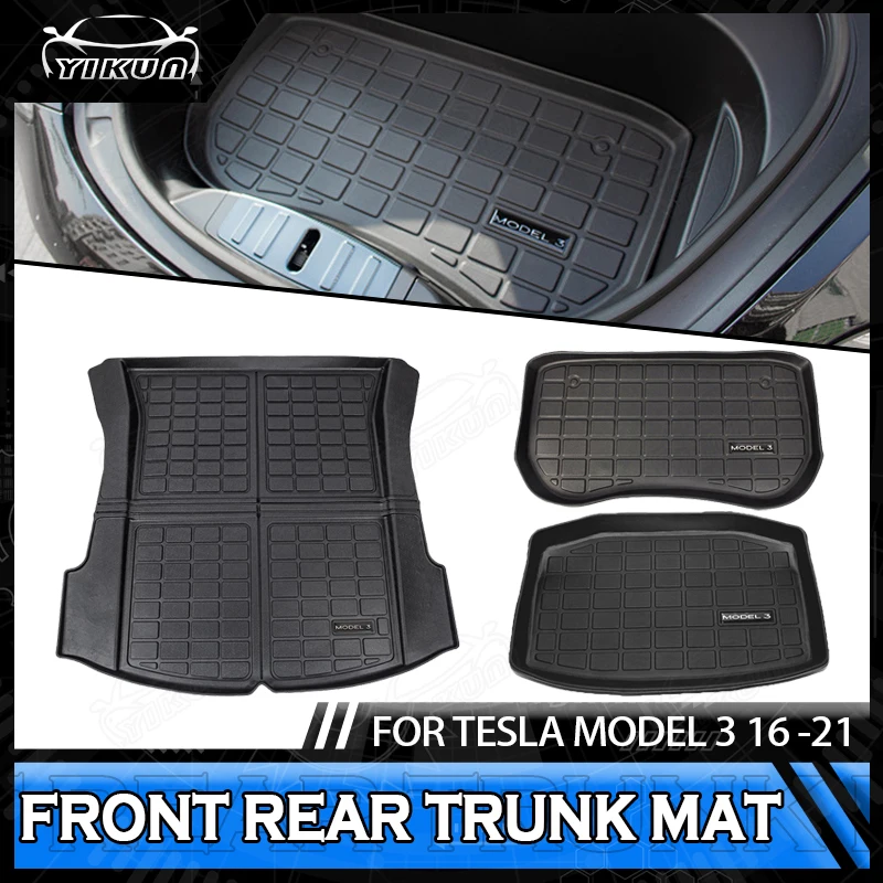 

New Car Front Rear Trunk Storage Mat Cargo Tray Floor TPE Waterproof Protective Pad Mats Accessories For Tesla Model 3 2017-2021