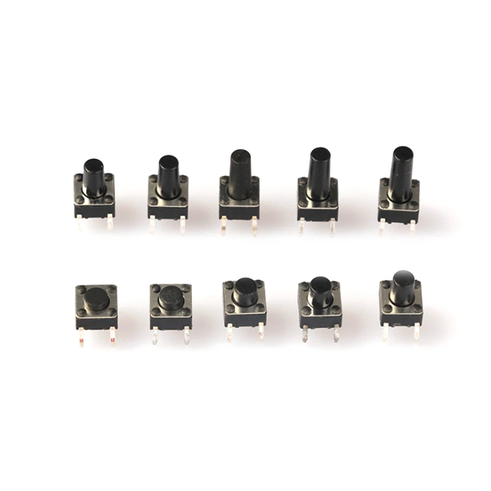 

100PCS Durable 10 Models 6*6mm Light Micro Touch Switch Sets Push Button Switch Kit for Electrical Accessories