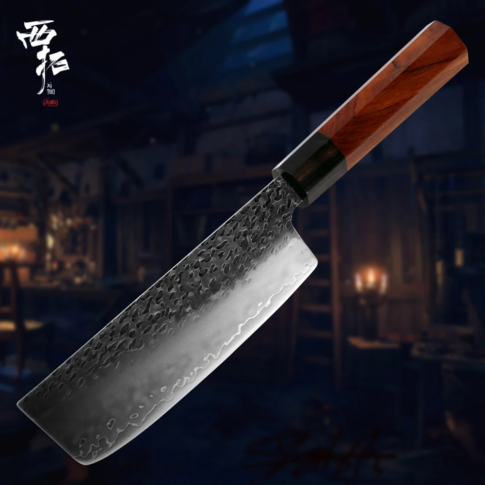 Кухонный нож шеф повара XITUO трехслойный композитный стальной ручной Кованый