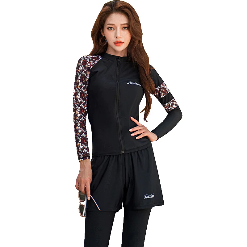 

Swimwear For Surf Women Long Sleeve Sports Korean Separate Diving Suit Beach Zipper Sun Proof Swim Animal Viscose Sierra Surfer