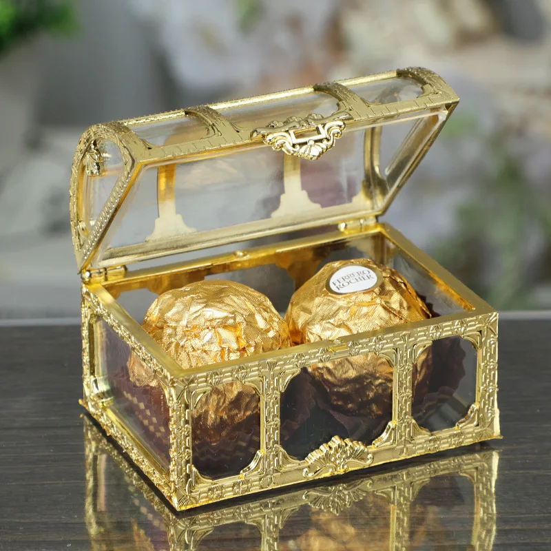 

Gold Silver Color Plastic Candy Packaging Box Sweet Chocolate Packaging Boxes For Wedding Party Decoration Package Boxes