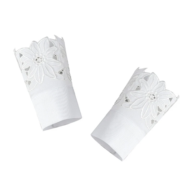 

Women Sweet Embroidery Floral Lace Horn Cuffs Bracelet Detachable Fake Sleeves