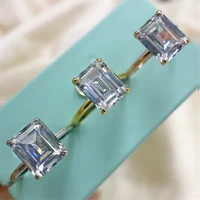 925 sterling silver women engagement emerald cut rings simulated diamond wedding silver bridal ring jewelry lover party