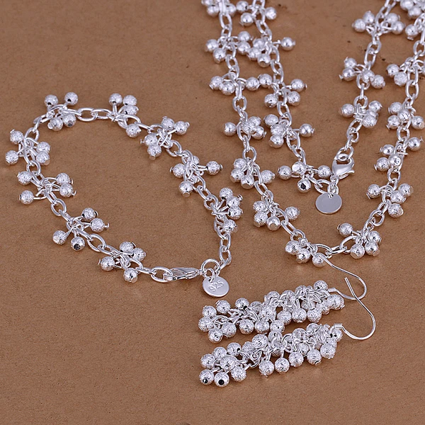 

N925 Printed Silver color-plated Jewelry Hot Wedding Jewelry Women Set Necklace Bracelet Earrings Latest Trends Free Shipping