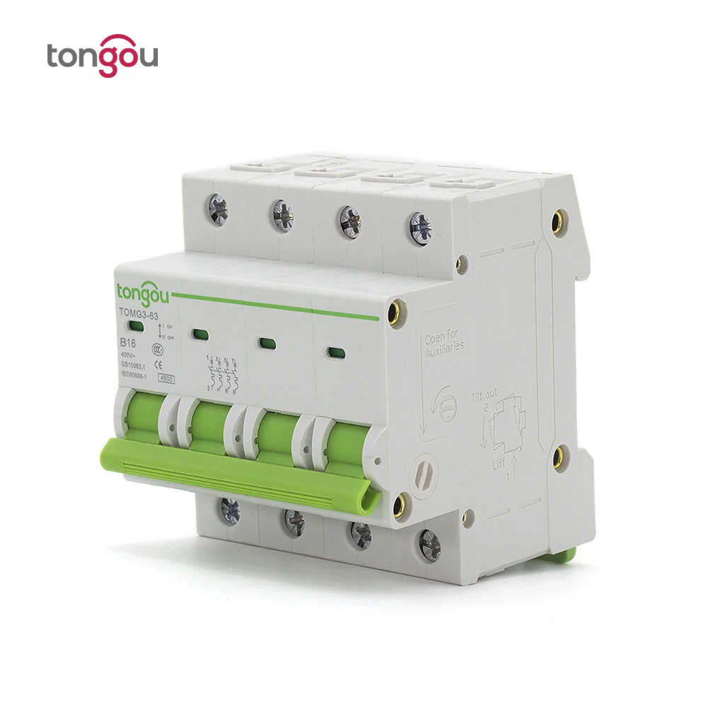 Type B 4 Pole MCB 6A 10A 16A 25A 32A 40A 63A DIN Rail Miniature Circuit Breaker 4.5KA AC 110V/230V/400V With CE Certificate |