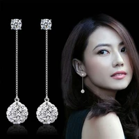 2021 new sterling silver fashion long tassel crystal earrings for women exquisite jewelry engagement gift accessories wholesale
