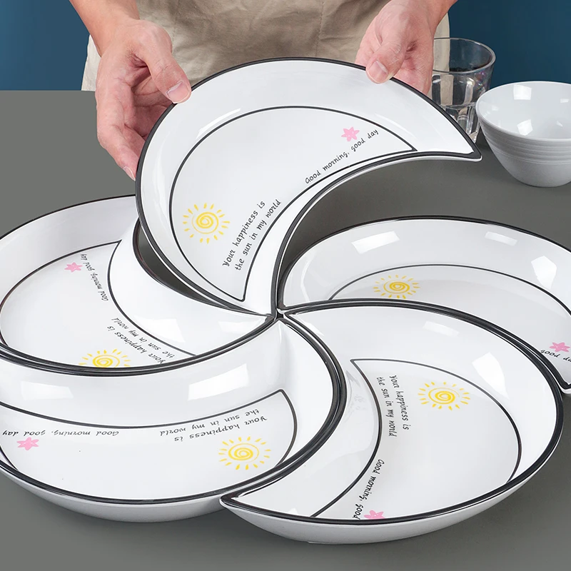

GIEMZA 22*13cm Moon Plate Accessory Melamine Tableware Dessert Bowl Creative Ins 1pc Salad Snack Platter Dish Dinnerware Sets